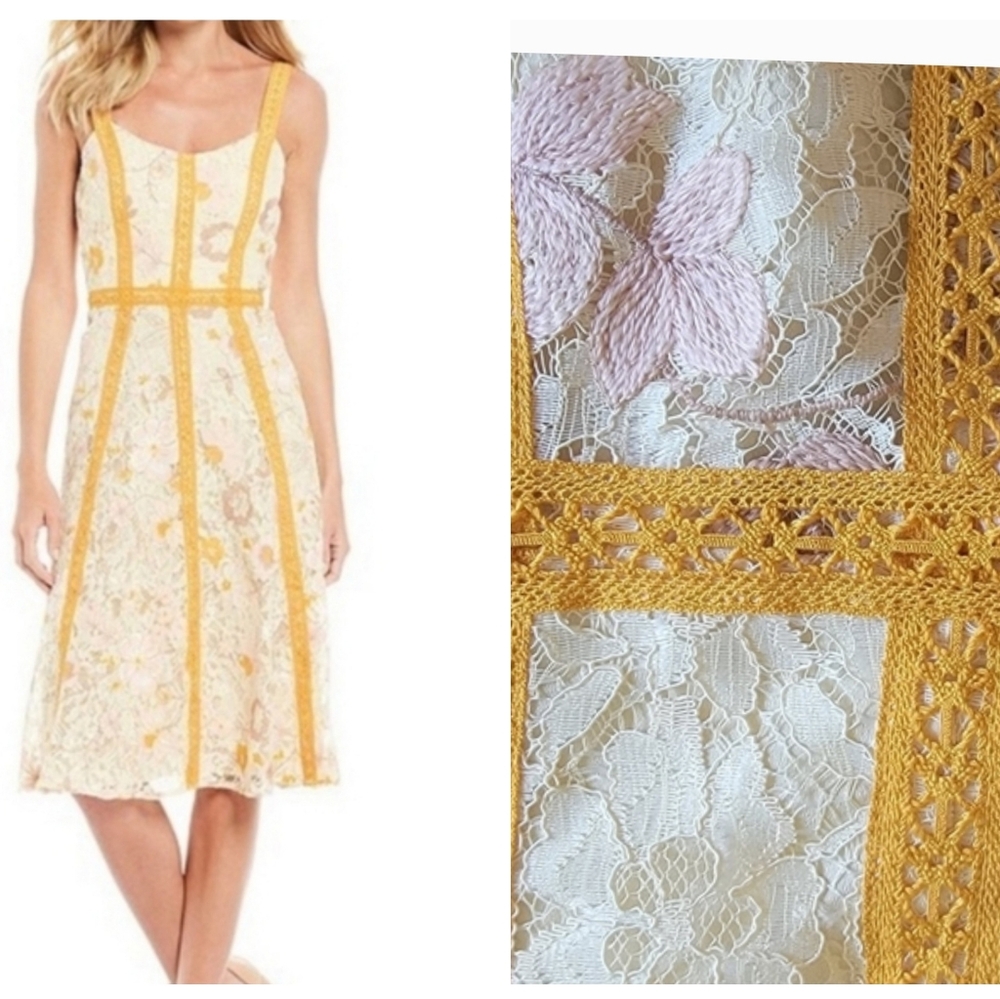 NWT-$298 DRESS THE POPULATION Carmen Floral Lace Dress - M